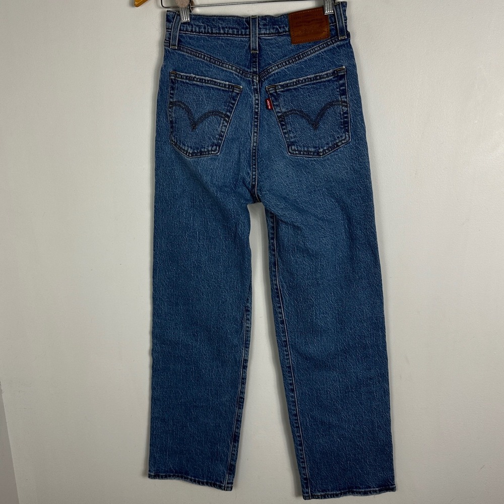 Levis Ribcage Straight Ankle Jeans Blue Womens Size 26 x 29 Waterless Denim High - Picture 7 of 16